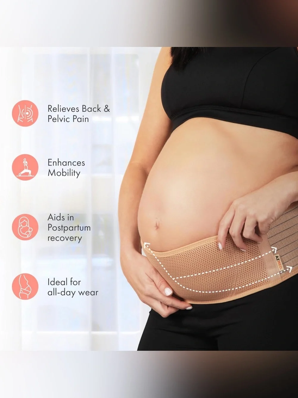 Maternity Belly Band/Binder for Pregnancy Comfort/Support - OS up to 46in, Beige